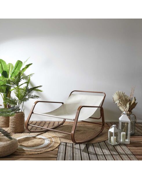 Fauteuil a bascule Miami beige/marron - 92x69x130 cm
