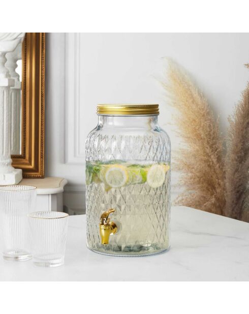 Fontaine design Diamant  transparent/doré - 600cl