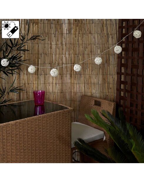 Guirlande solaire beige - 165x6x6 cm
