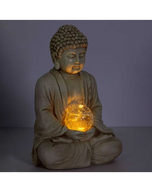 Lampe solaire bouddha grise - 26.5x13.5x17 cm