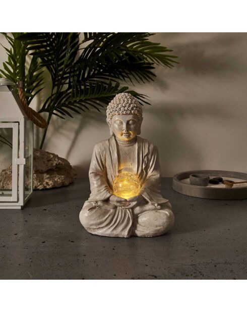 Lampe solaire bouddha grise - 26.5x13.5x17 cm