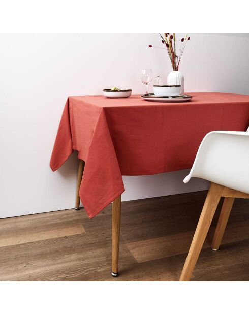 Nappe en coton rouge - 140x0x250 cm