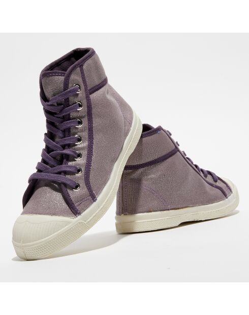 Tennis montantes Mid Shinny lacets gris argenté