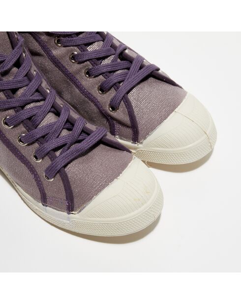 Tennis montantes Mid Shinny lacets gris argenté