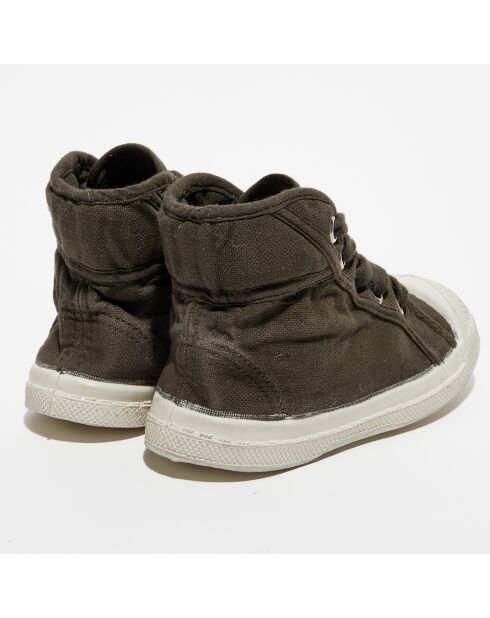 Halfhoge sneakers met kaki veters