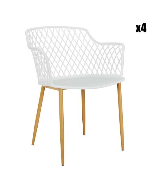 4 Fauteuils exterieur Malaga blancs - 54.1x80x62.2 cm