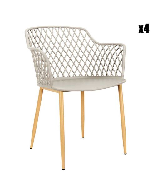 4 Fauteuils exterieur Malaga gris - 54.1x80x62.2 cm