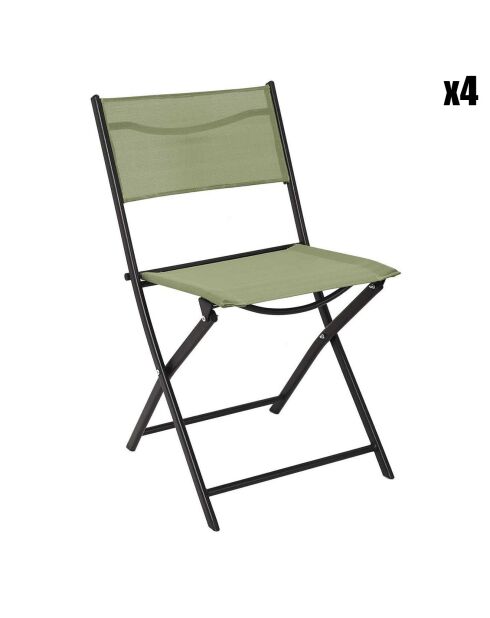 4 Chaises d'exterieur pliable Elba vertes - 45.5x80x53.5 cm