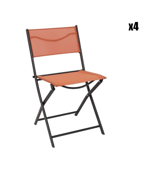 4 Chaises d'exterieur pliable Elba oranges - 45.5x80x53.5 cm