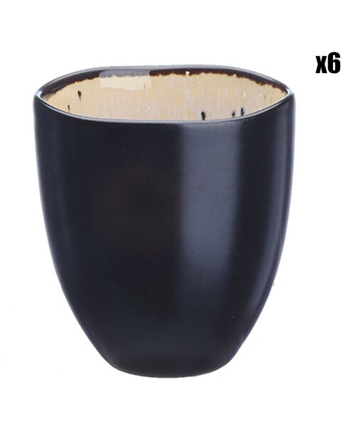 6 Tasses en Grès Iris blanc/ivoire - 15 cl