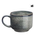 6 Mugs en Grès Zen gris/bleu - 40 cl