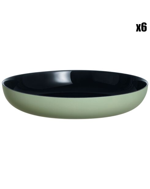 6 Assiettes creuses en Verre Vicky vertes - D.21.2xH.4 cm