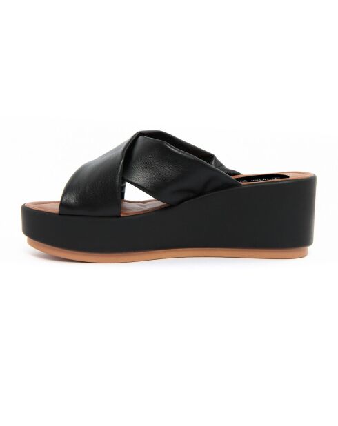 Mules en Cuir Fame noires - Talon 7 cm