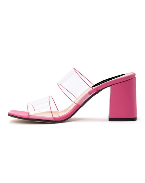 Sena fuchsia/transparante muiltjes - hak 5,5 cm