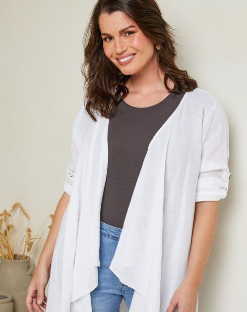 Weiße Jadeweste aus 100% Leinen