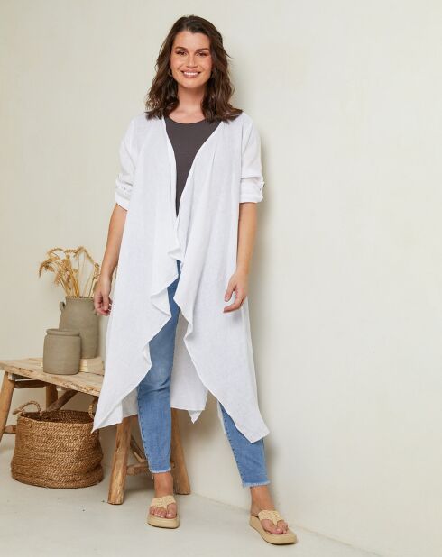 Weiße Jadeweste aus 100% Leinen