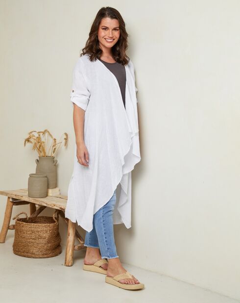 Weiße Jadeweste aus 100% Leinen