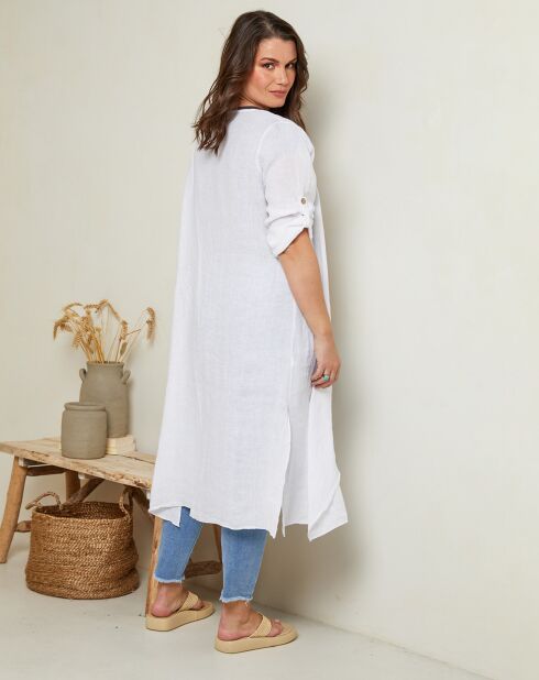 Weiße Jadeweste aus 100% Leinen