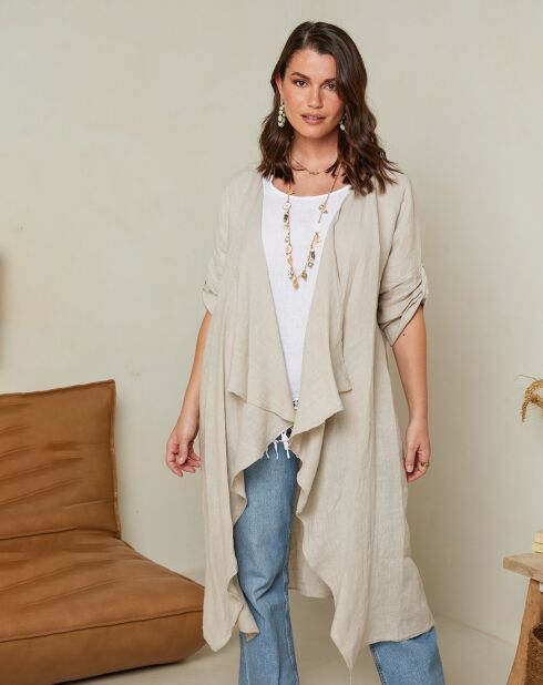 Gilet 100% lino Jade taupe