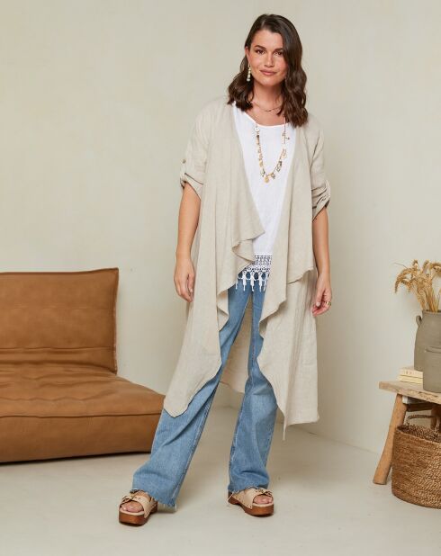 Gilet 100% Lin Jade taupe