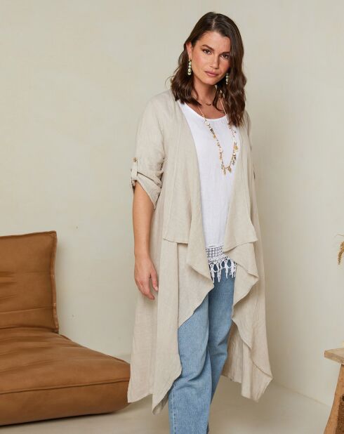Gilet 100% Lin Jade taupe