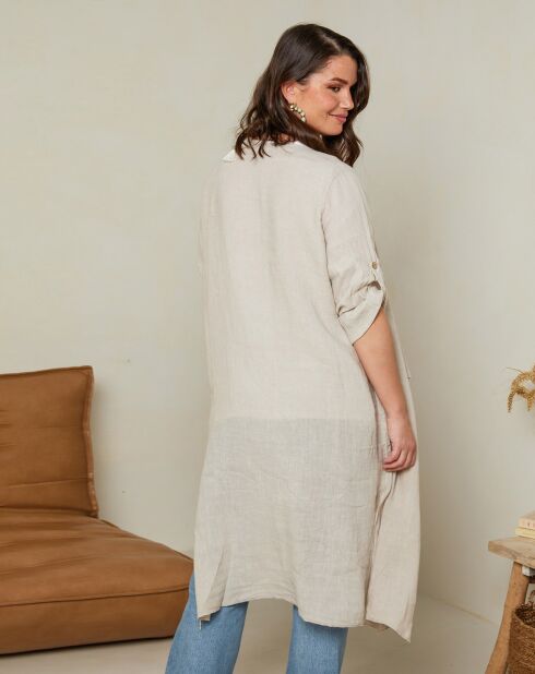 Gilet 100% Lin Jade taupe