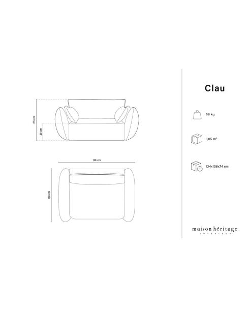 Fauteuil Clau gris clair - 128x100x85 cm