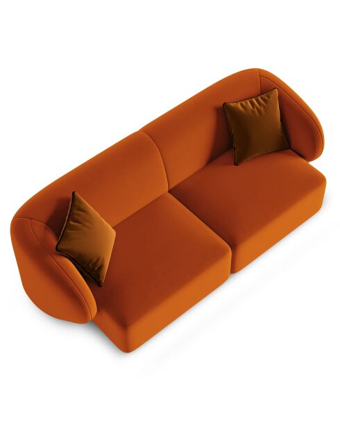 Canapé modulaire Velours Chiara 2 places terracotta - 184x85x74 cm