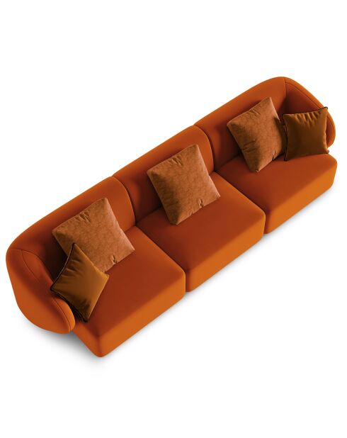 Canapé modulaire Velours Chiara 3 places terracotta - 259x85x74 cm
