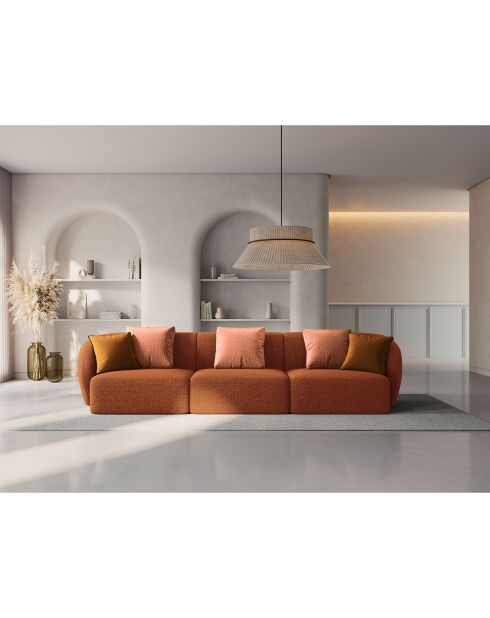 Canapé modulaire Chiara 3 places terracotta - 259x85x74 cm
