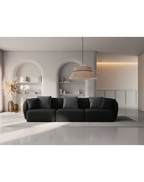 Canapé modulaire Chiara 3 places noir - 259x85x74 cm