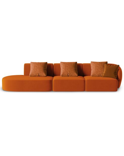 Canapé modulable Gauche en Velours Chiara 4 places terracotta - 302x85x74 cm
