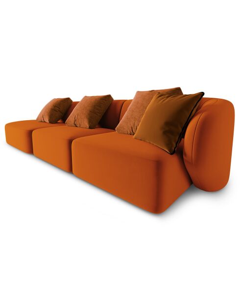 Canapé modulable Gauche en Velours Chiara 4 places terracotta - 302x85x74 cm