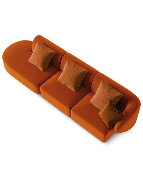 Canapé modulable Gauche en Velours Chiara 4 places terracotta - 302x85x74 cm