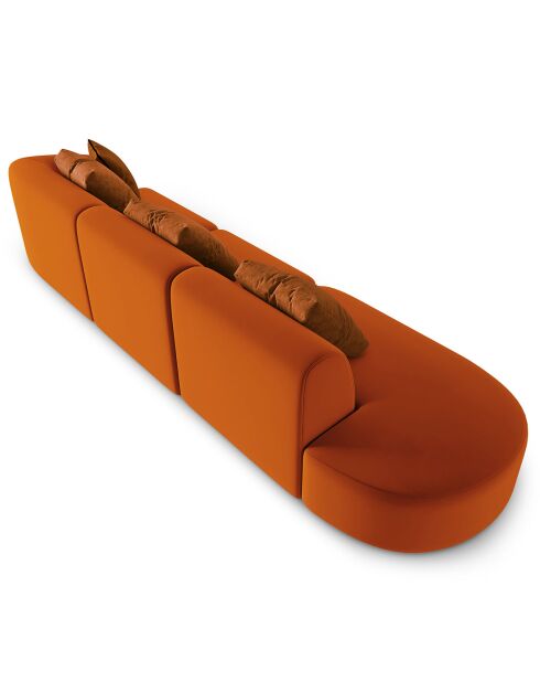 Canapé modulable Gauche en Velours Chiara 4 places terracotta - 302x85x74 cm