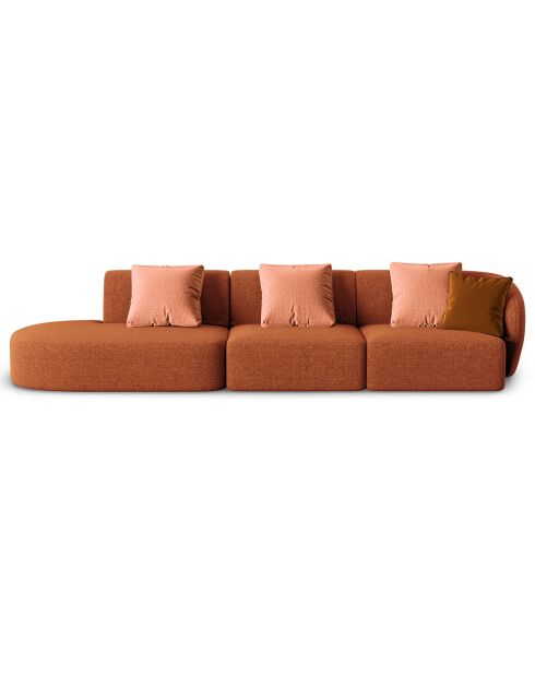 Canapé modulable Gauche Chiara 4 places terracotta - 302x85x74 cm