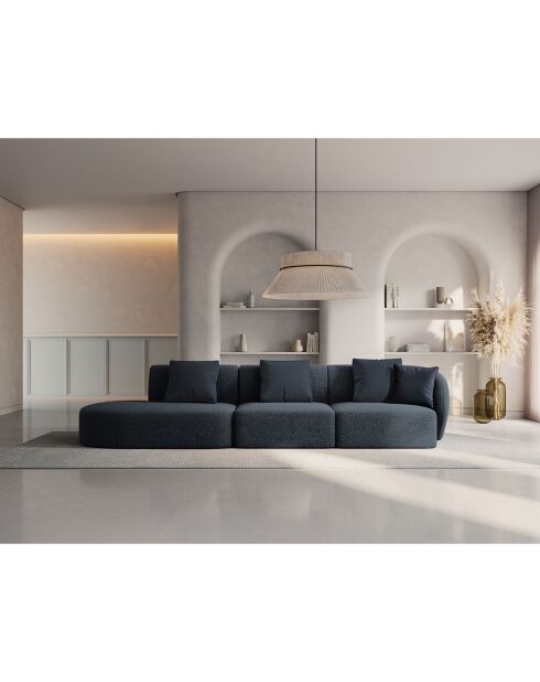 Canapé modulable Gauche Chiara 4 places bleu mélange - 302x85x74 cm