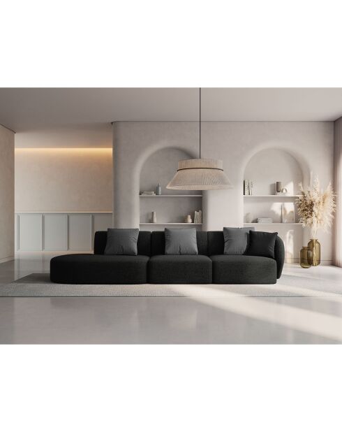 Canapé modulable Gauche Chiara 4 places noir - 302x85x74 cm