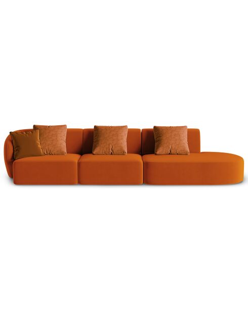 Canapé modulable Droit en Velours Chiara 4 places terracotta - 302x85x74 cm