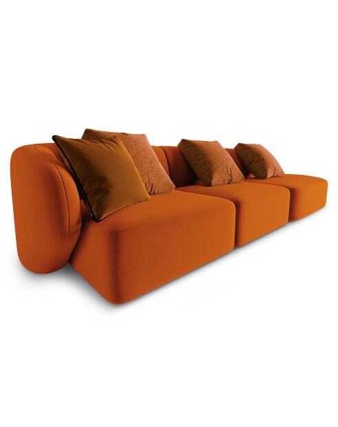 Canapé modulable Droit en Velours Chiara 4 places terracotta - 302x85x74 cm