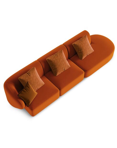 Canapé modulable Droit en Velours Chiara 4 places terracotta - 302x85x74 cm
