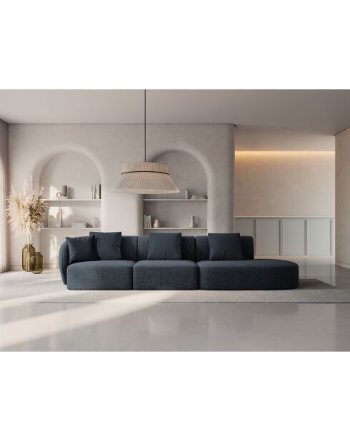 Canapé modulable Droit Chiara 4 places bleu mélange - 302x85x74 cm