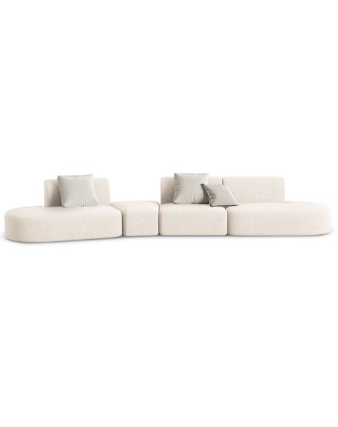 Canapé modulable Gauche Chiara 6 places beige clair - 412x124x74 cm