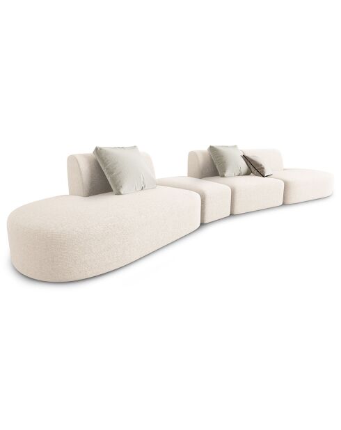Canapé modulable Gauche Chiara 6 places beige clair - 412x124x74 cm