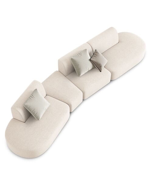 Canapé modulable Gauche Chiara 6 places beige clair - 412x124x74 cm