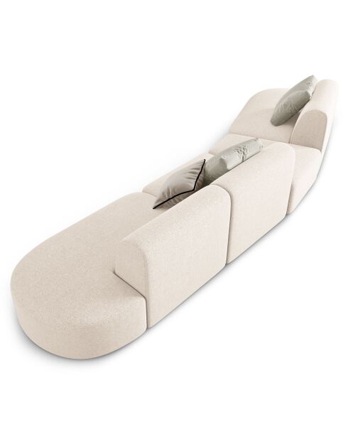Canapé modulable Gauche Chiara 6 places beige clair - 412x124x74 cm