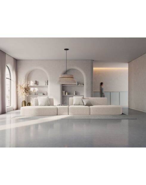 Canapé modulable Gauche Chiara 6 places beige clair - 412x124x74 cm