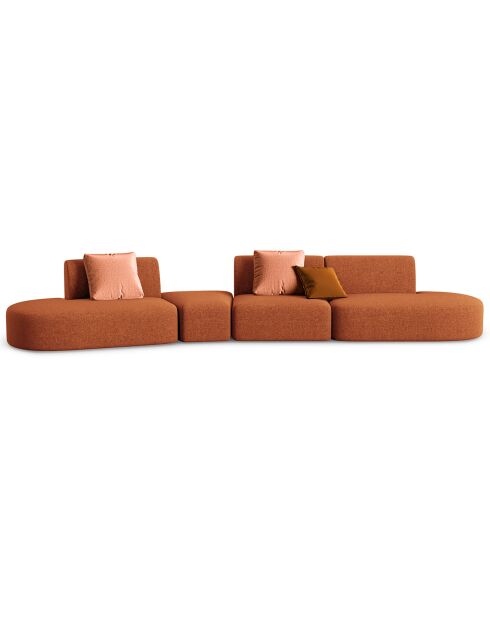 Canapé modulable Gauche Chiara 6 places terracotta - 412x124x74 cm
