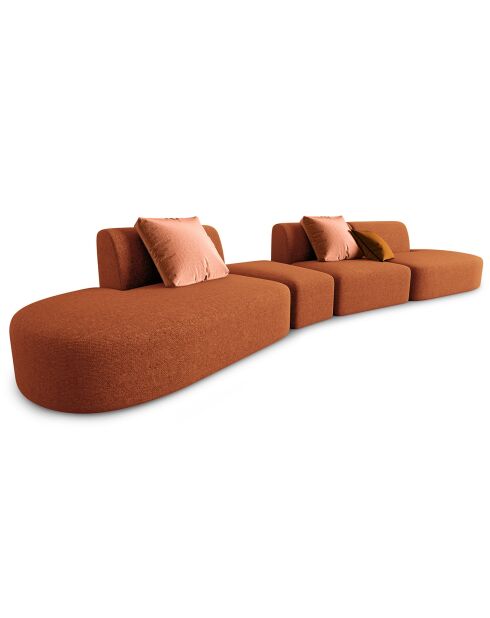 Canapé modulable Gauche Chiara 6 places terracotta - 412x124x74 cm