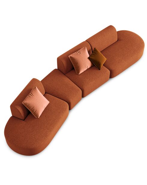 Canapé modulable Gauche Chiara 6 places terracotta - 412x124x74 cm